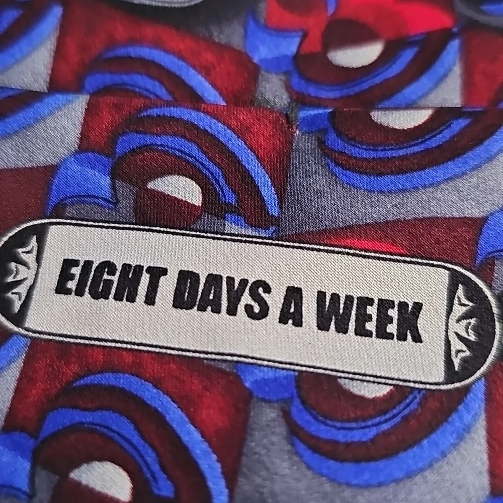 The BEATLES, silk Tie. Blue, Red, Gray. Eight Days A‎ Week. Excelent
